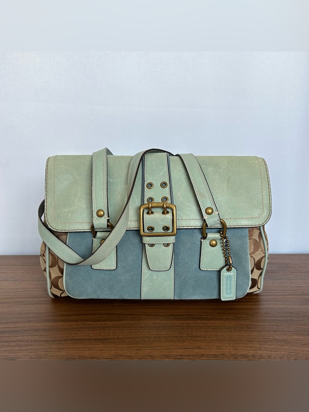 Vintage Y2K Coach Limited Edition Blue Signature Satchel Bag